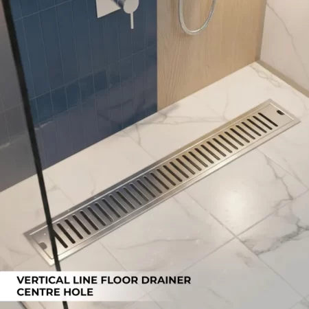 Stainless Steel Vertical Line Centre Hole Shower Drain 36 Inch – Gravity Bath