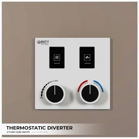 Gravity Bath 2-Function Smart Thermostatic Diverter â€“ white | Brass Body | Child Lock | 760Ã—560 mm| Anti-Scald Safety | Dual Inlet &amp;amp; Outlet | Flush-Mount Design