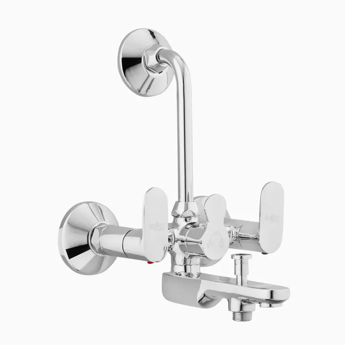 3-In-1 Wall Mixer Telephonic With Bend Hot And Cold Mixer Brass Faucet/Sink Tap -Chocolate Chrome