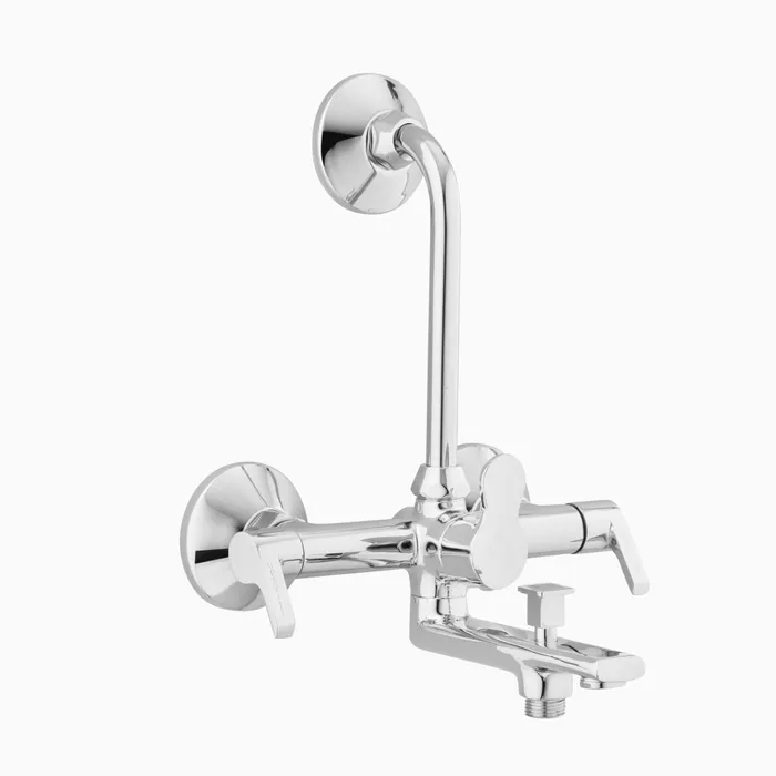 3-In-1 Wall Mixer Telephonic With Bend Hot And Cold Mixer Brass Faucet/Sink Tap - Senorita Chrome