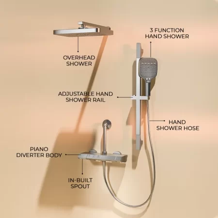 Harmony Canvas Wall Hot And Cold Mixer Telephonic 3 Outlet Brass Faucet/Sink Tap - Chrome