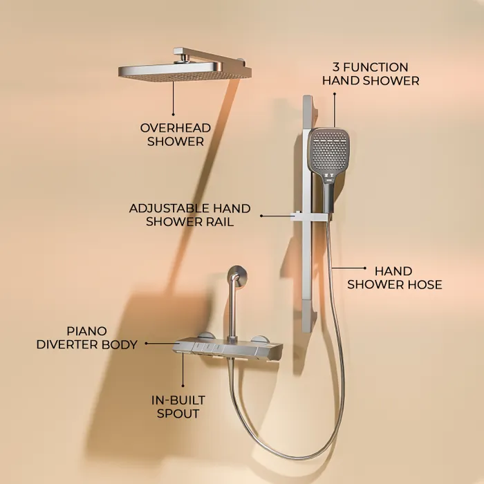 Harmony Canvas Wall Hot And Cold Mixer Telephonic 3 Outlet Brass Faucet/Sink Tap - Chrome