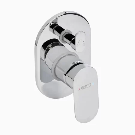 Wall Concealed High Flow Brass Shower Mixer Diverter - Brass - Porus chrome