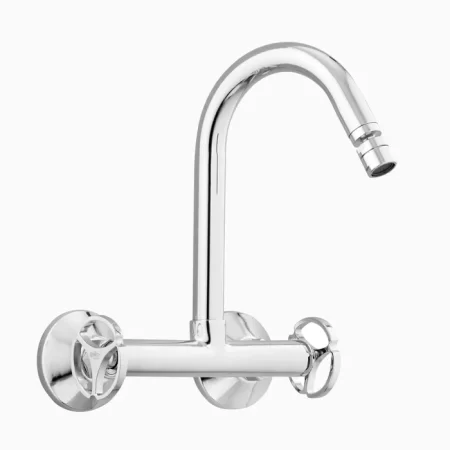Sink Mixer Kitchen Faucet - Brass, Wall-Mounted- Senorita Chrome