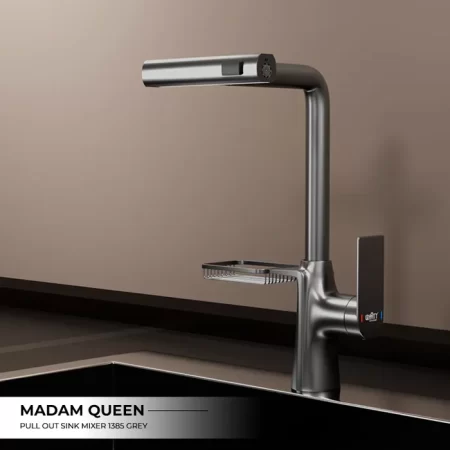 Ss 304 Pull Out Sink Mixer 1385 Kitchen Faucet - Grey