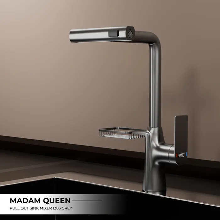 Ss 304 Pull Out Sink Mixer 1385 Kitchen Faucet - Grey