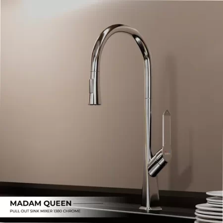 SS 304 Pull Out Sink Mixer 1380 Kitchen Faucet - Chrome