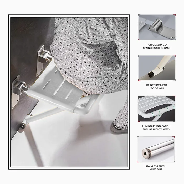 Wall-Mounted Floding Shower Seat Grab Bar With Stand Shower - Rain Shower Head, Bath Shower System - Image 2