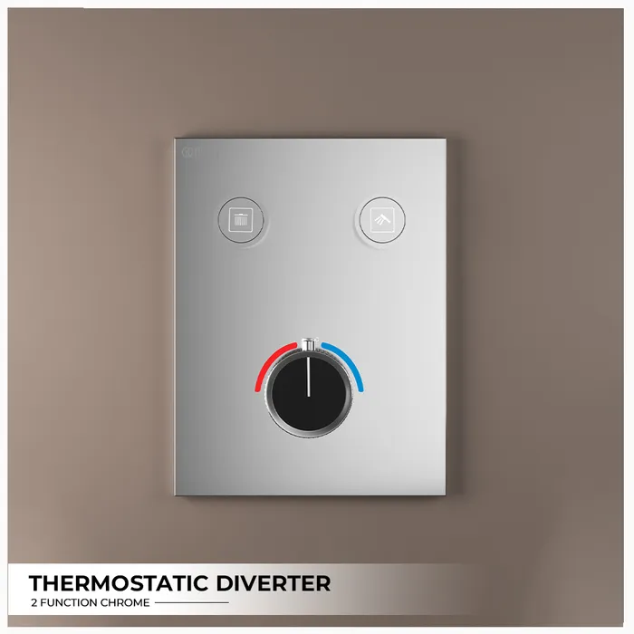 Gravity Bath 2-Function Smart Thermostatic Diverter – Chrome | Brass Body | Child Lock | 760×560 mm| Anti-Scald Safety | Dual Inlet & Outlet | Flush-Mount Design - Image 4