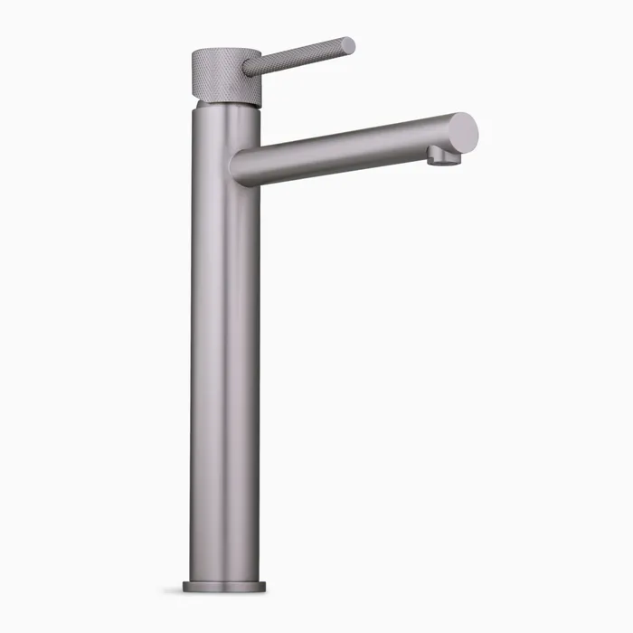 Single Lever Counter Basin Mixer Grey Faucet - Steel, Grey, Basin Tap, Bathroom Faucet - Image 4