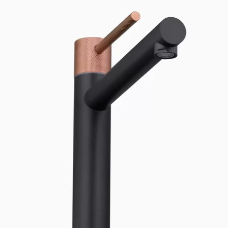 Steel Pillar Cock Faucet/Basin Tap For Bathroom -Bachelor Black Rose Gold Black 6"