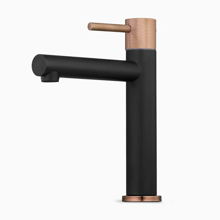 Steel Pillar Cock Faucet/Basin Tap For Bathroom -Bachelor Black Rose Gold Black 6" - Image 2