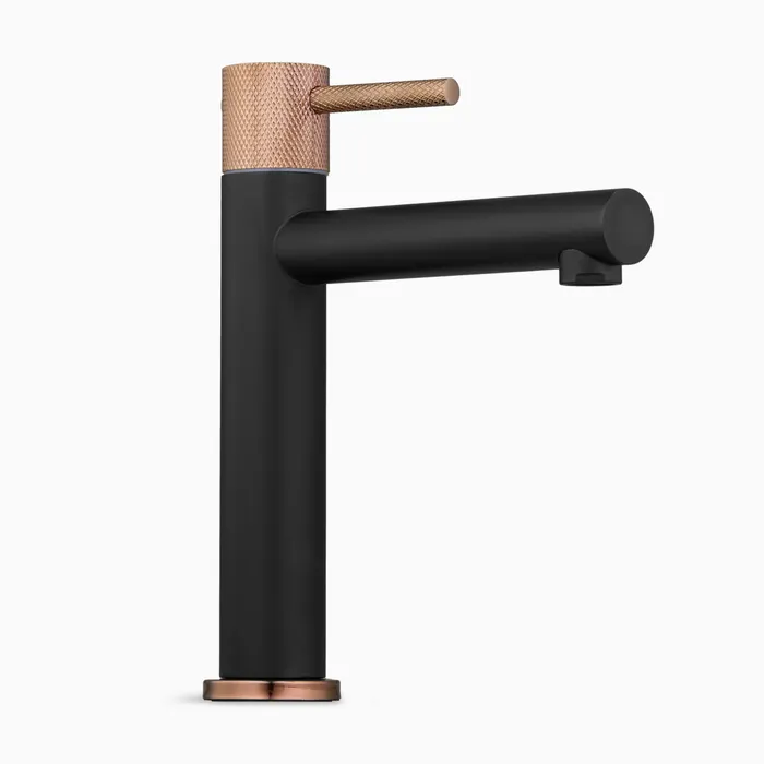 Steel Pillar Cock Faucet/Basin Tap For Bathroom -Bachelor Black Rose Gold Black 6" - Image 3