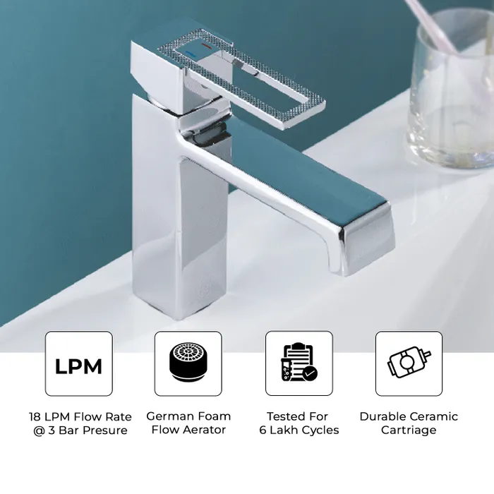 Single Lever Basin Mixer Brass Faucet/Basin Tap For Bathroom - Necklace Chrome - Image 4