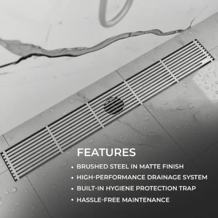 12 Inch Centre Hole Floor Drain Brushed Steel for Bathroom Gravity Bath