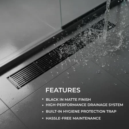 12 Inch Centre Hole Floor Drain Black for Bathroom Gravity Bath