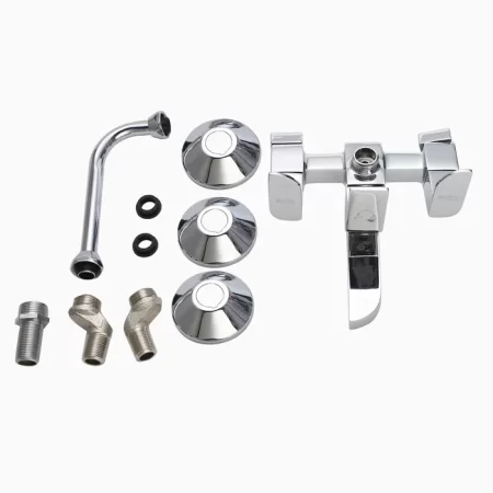 Wall Mixer Telephonic With Bend Mixer - Brass, Chrome, Sink Mixer Tap, Hot And Cold Faucet